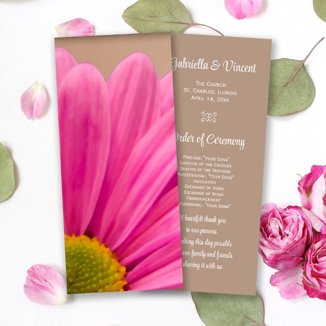 Pink Gerber Daisy Wedding Program Programm (Von Creator hochgeladen)