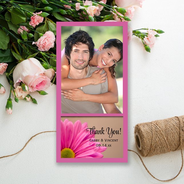 Pink Gerber Daisy Wedding Vielen Dank für Ihre Fot Dankeskarte (Von Creator hochgeladen)