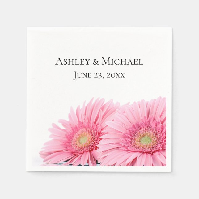 Pink Gerbera Daisies Elegante Hochzeit der Fotogra Serviette (Vorderseite)