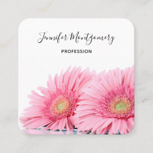 Pink Gerbera Daisies Elegantes Foto Quadratische Visitenkarte