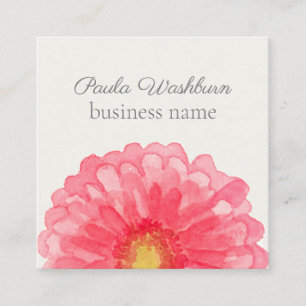 Pink Gerbera Daisy Blume Eggshell White Quadratische Visitenkarte