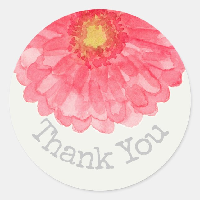 Pink Gerbera Daisy Eggshell White Vielen Dank Runder Aufkleber (Vorderseite)