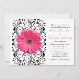 Pink Gerbera Daisy Floral Wedding Einladung