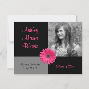 Pink Gerbera Daisy Funky Foto Abschluss Einladung