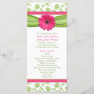 Pink Gerbera Daisy Green Floral Wedding Program Programm