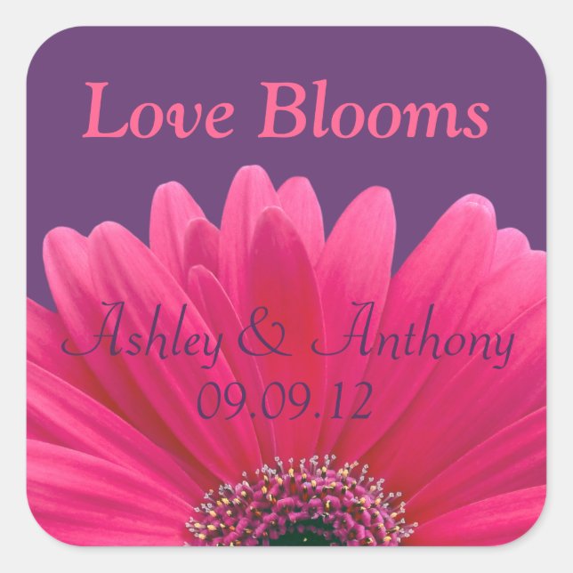 Pink Gerbera Daisy Lila Wedding Sticker (Vorderseite)