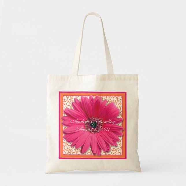 Pink Gerbera Daisy Orange Wedding Welcome Bag Tragetasche (Vorne)