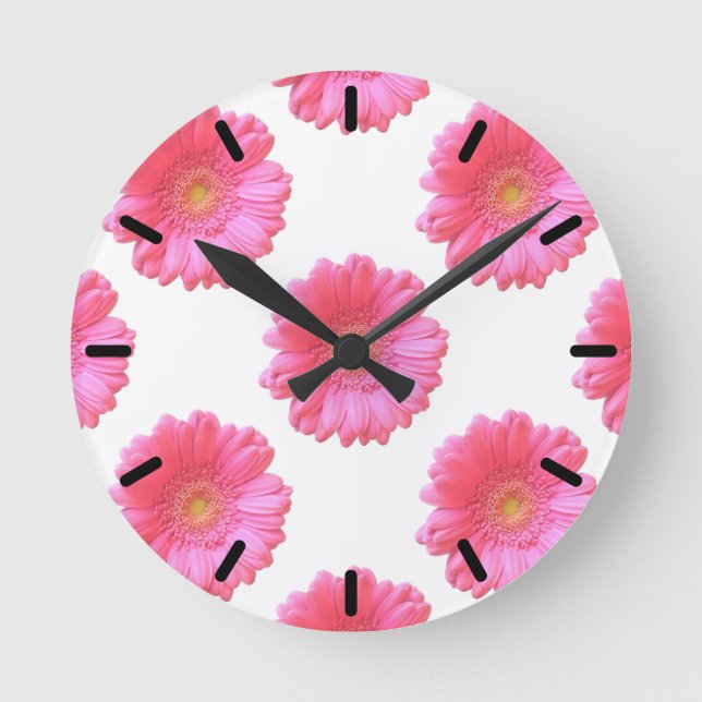 Pink gerbera daisy runde wanduhr (Vorderseite)