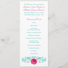 Pink Gerbera Daisy Türkis Wedding Program Programm