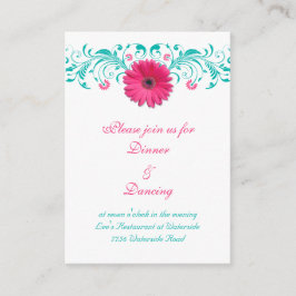 Pink Gerbera Daisy Türkise Floral Empfang Card Begleitkarte
