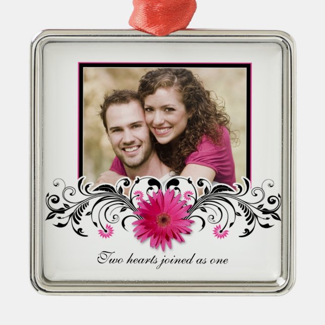 Pink Gerbera Daisy Wedding Liebe Gefallen Ornament Aus Metall (Vorne)