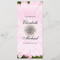 Pink Gerbera Daisy Wedding Program