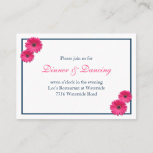 Pink Gerbera Daisy Wedding Reception Card Begleitkarte