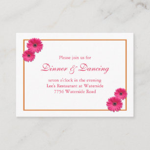 Pink Gerbera Daisy Wedding Reception Card Begleitkarte