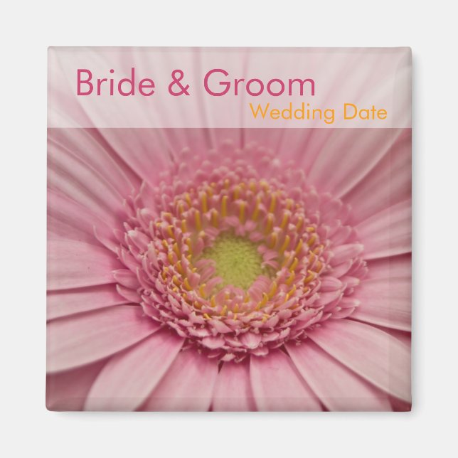Pink Gerbera ・ Speichern Sie das Datum Magnet (Vorne)