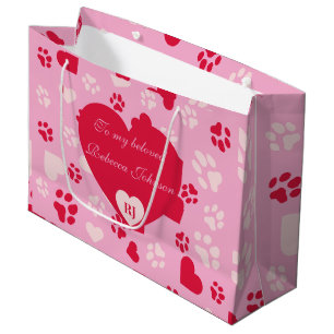 Pink-Geschenktasche mit Pw-Drucken Muster individu Große Geschenktüte