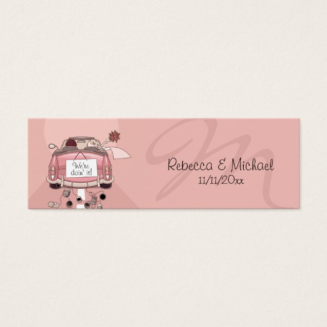 Pink Getaway Auto Gastgeschenk Hochzeit Tags (Vorderseite)