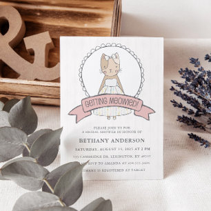 Pink Getting Meowied Cat Theme Brautparty Einladung