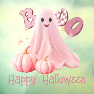 Pink Ghost Boo Happy Halloween Window Cloning Fensteraufkleber
