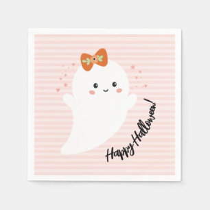Pink Ghost Frohes Halloween Serviette