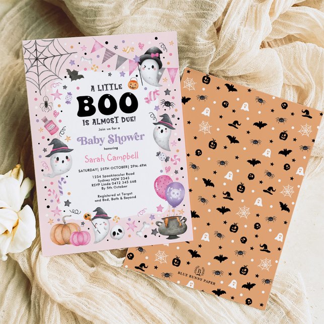 Pink Ghost Halloween Boo Girl Baby Dusche Einladung (Von Creator hochgeladen)