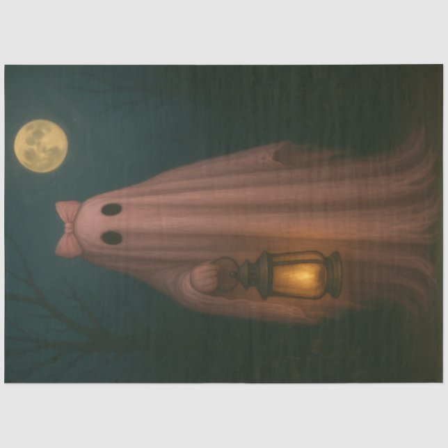 Pink Ghost Halloween Dekoupage Whimsical Goth Seidenpapier (Vorderseite)