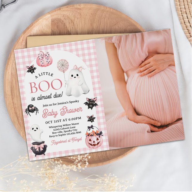 Pink Ghost Halloween Girl Baby Dusche Foto Einladung (Von Creator hochgeladen)