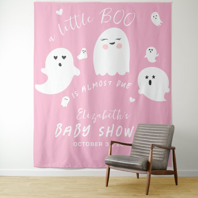 Pink Ghost Halloween Girl Babydusche Wandteppich (Beispiel)