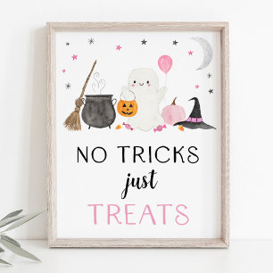 Pink Ghost Halloween keine Tricks Nur Leckereien u Poster