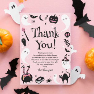 Pink Ghost Halloween Kinderdusche Dankeskarte