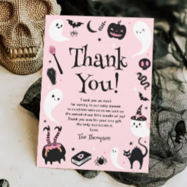 Pink Ghost Halloween Kinderdusche Dankeskarte