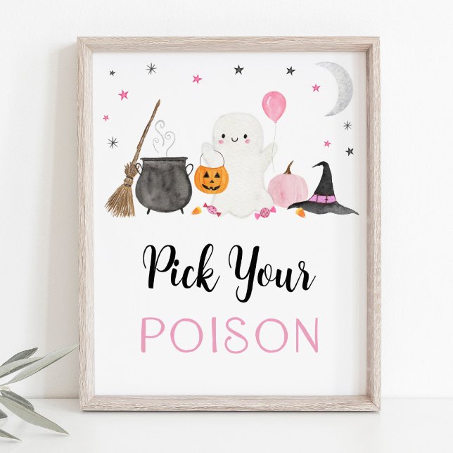 Pink Ghost Halloween Pick Your Poison Drinks unter Poster (Von Creator hochgeladen)