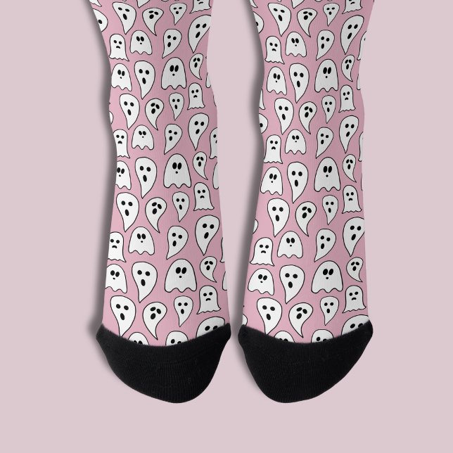 Pink Ghost Halloween Socken (Halloween Ghosts pink socks )