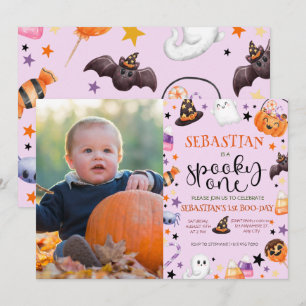 Pink Ghost Halloween Spooky Ein 1. Geburtstag Part Einladung