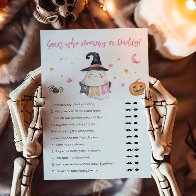 Pink Ghost LittleBoo Raten Sie, wer Mommy oder Dad (Little Boo Baby Shower Guess who Mommy or Daddy Game)