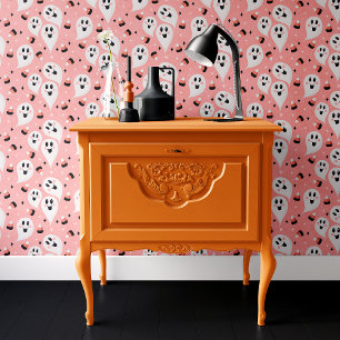 Pink Ghost und Candy Mais Halloween Tapete