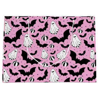 Pink ghosts, bats and pumpkins große geschenktüte