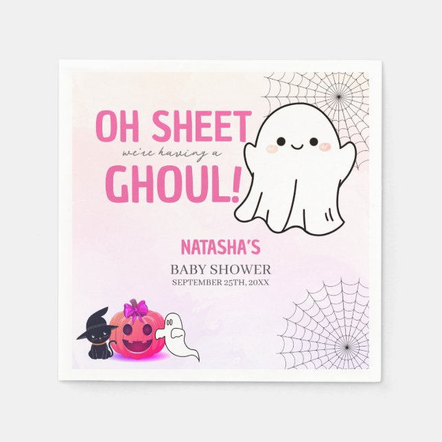 Pink Ghoul Halloween Baby Shooting Paper Napkin Serviette (Vorderseite)