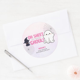 Pink Ghoul Halloween Girl Baby Dusche Runder Aufkleber
