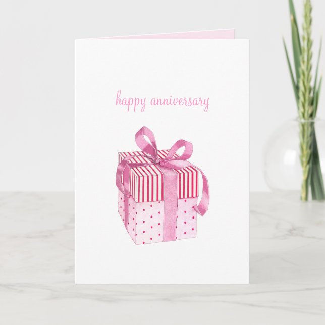 Pink Gift Jubiläumskarte Karte (Vorderseite)
