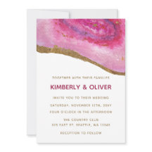 Pink Gilt Agate Hochzeitseinladungen