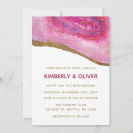 Pink Gilt Agate Mariage Invitations