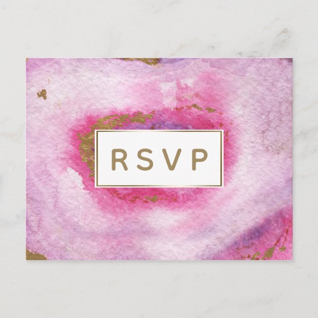 Pink Gilt Agate Wedding Einladungen uAwg Postkarte (Vorderseite)