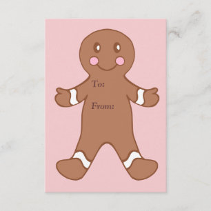 Pink Gingerbread Boy Gift Tags Begleitkarte