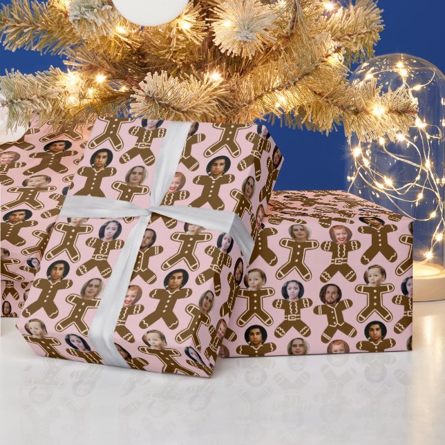 Pink Gingerbread Freunde und Familie Urlaub Geschenkpapier (Feiertage)