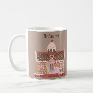 Pink Gingerbread Girl and House with Cherry on Top Kaffeetasse