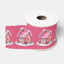 Pink Gingerbread House On Pink  Ripsband