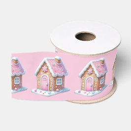 Pink Gingerbread House On Pink  Ripsband