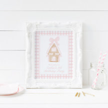 Pink Gingerbread House Party Plakatzeichen individ