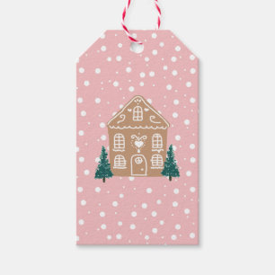 Pink Gingerbread House Village Illustration Geschenkanhänger